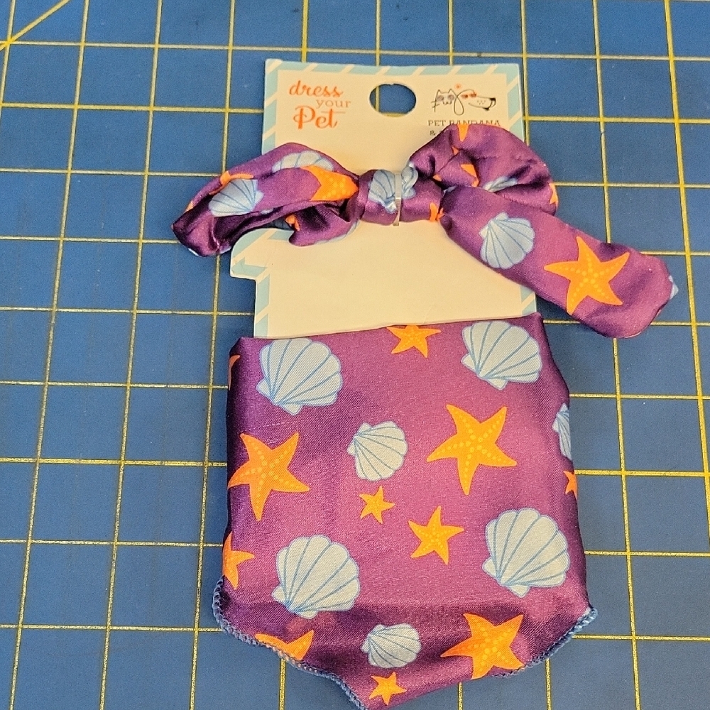 Purple Pet Outfit with Starfish & Shells New